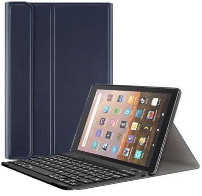 leleyo Custodia per tastiera per Amazon Kindle Fire HD 8 8 pollici staccabile magnetica copertura tastiera wireless per Amazon Fire HD 8 8 pollici, nero