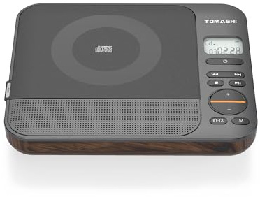 TOMASHI Reproductor de CD portátil Boombox - 2000 mAh recargable, estéreo de alta fidelidad, carga rápida tipo C, control remoto, multimodo (CD/MP3/USB/SD) con pantalla LCD