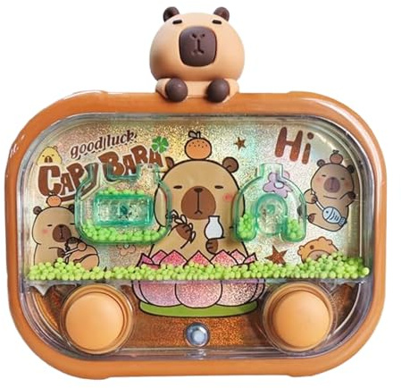 Giochi d'acqua portatili per bambini,Capibara Design Giocattolo a Lancio con Due Pulsanti | con Tema Capibara e Luce LED Flipper Acquatico | per viaggi, scuola, compleanno