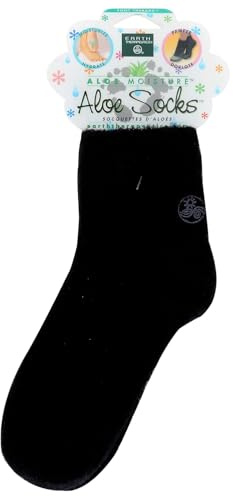Earth Therapeutics Aloe Vera Socks – Infused with Natural Aloe Vera & Vitamin E – Helps Dry Feet, Cracked Heels, Calluses, Rough Skin, Dead Skin - Use with Your Favorite Lotions - Black