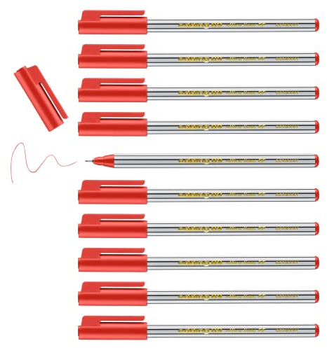 edding 89 - fineliner - red - 10 pens - extra fine round tip 0.3 mm - thin fibre pen for fine, precise writing, underlining, drawing - in the office or at home and at school