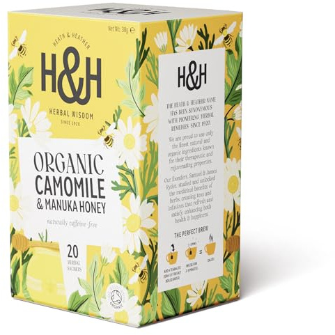 Heath & Heather - Organic Camomile with Manuka Honey • Soothing Floral Sweetness • Naturally Caffeine-Free • Vegan • 20 Tea Bags