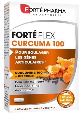 Forté Pharma - Forté Flex Curcuma - Complément Alimentaire Articulaire - Articulations douloureuses, Santé des os - Vitamine E, Curcuma, Poivre Noir - Flexibilité - 15 gélules, 1/jour