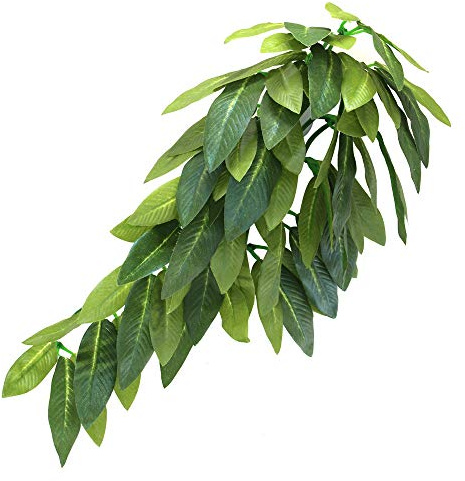 SLSON Reptile Plants Hanging Silk Terrarium Plant with Suction Cup for Bearded Dragons,Lizards,Geckos,Snake Pets and Hermit Crab Tank Habitat Decorations,Small Size,12 inches Green
