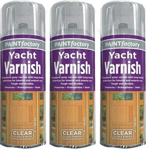 3 x Yacht Varnish Spray 400ML All Purpose- Professional Gloss Finish Spray Wood Color Paint