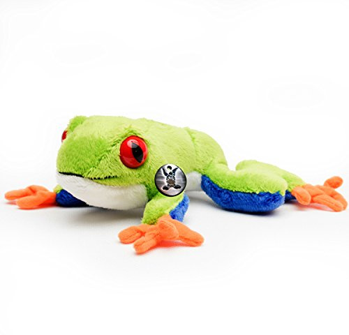 Bizz Grenouille en peluche grenouille à feuilles vertes rouges, banjo