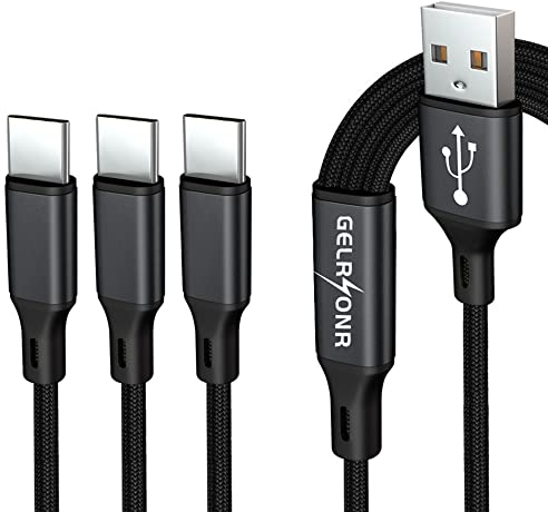 GELRHONR Câble USB multi-usage, 3 en 1, câble de charge universel - Câble de charge USB de type C compatible avec tablettes, téléphones Android (4FT-1,25M) noir 125cm