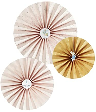 Smiffys Abanicos de papel de fiesta, vajilla clásica Peter Rabbit x3, Halloween