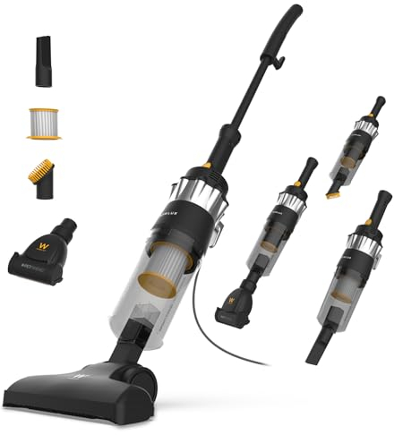 Newlux - Aspirador Escoba con Cable 2en1 V900, Vertical y de Mano, 800W, Depósito 2L, 16.5 Kpa y Triple Sist. Filtrado (F.HEPA), 5m de Acción, Eficiencia Energética a (Negro)