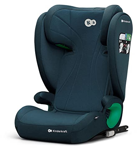 Kinderkraft JUNIORFIX2 Car Seat for 4-12 Years, I-Size 100-150 cm, Group 2/3, Toddler car seat with Isofix, Adjustable Headrest, Reinforced Side protections, Wide and Comfortable seat, Blue