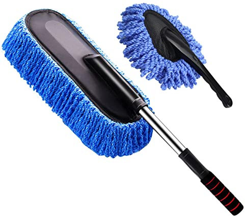 Spazzola per lavaggio auto con manico telescopico, spazzola per la pulizia auto esterna con manico lungo in microfibra, dettaglio spazzola per la pulizia di auto, camion, SUV, camper, casa
