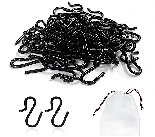 TAFACE Lot de 120 mini crochets en forme de S en métal inoxydable - Crochets de cuisine réutilisables - Convient pour salle de bain, cuisine, chambre à coucher (noir)