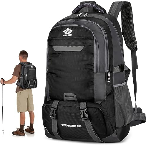 Aceshop 60L Wanderrucksack, Leichte Atmungsaktive Camping Rucksack für Männer und Frauen, Wasserdicht, Großer Trekking-Rucksack für Klettern und Wandern