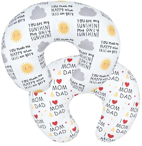 Winmany Baby amningskudde överdrag spädbarn avtagbart amning kuddöverdrag sött mönster nyfödd amning örngott överdrag kuddöverdrag för flickor pojkar 22,5 x 18 (älskar mamma pappa)