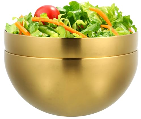 IMIKEYA 2 Piezas Ensaladera De Acero Inoxidable Cocina Golden Bol Cuenco Para Aperitivos Cuenco Para Postres Cuenco Para Servir