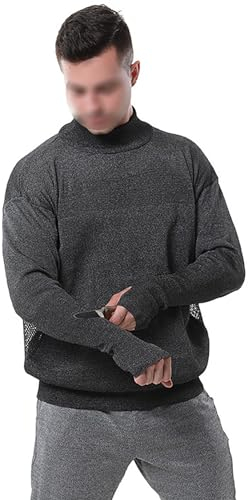 Gilet dissimulé Anti-Coups de Couteau, T-Shirt Tactique Anti-Coups de Couteau, équipement de Protection à 5 Niveaux avec col Rond et Manches Longues, Protection de sécurité, vêtements résistants aux