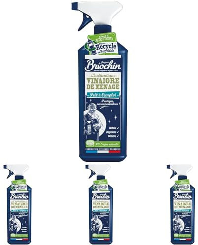 JACQUES BRIOCHIN - Vinaigre de ménage - Prêt à l'emploi - Nettoie, Dégraisse, Détartre - Pratique avec Vaporisateur - 100% d'origine naturelle - Ecocert - Fabrication Française - 750ml (Lot de 4)