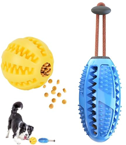 agogue 2 Stück Hundespielzeug Intelligenz Snackball Hund, Hundespielzeug Ball Kauspielzeug Ø 6cm und Ø 11,5cm, Kleine und Große Hunde Spielzeug Hund Unzerstörba, Starker Naturkautschuk und Zahnpflege
