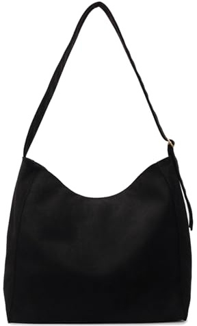 Micmores Umhängetasche Damen Kunstwildleder Handtasche Damen Mittelgroß Crossbody Bag Vintage Y2K Schultertasche Slouchy Hobo Bag für Arbeiten Reisen (Schwarz)