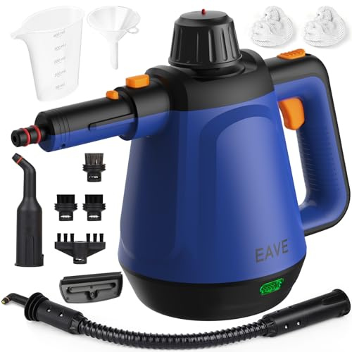 Vaporeta de Mano, 110℃ Limpiador a Vapor para una Limpieza Eficiente, Versátil Vaporeta con 10 Accesorios & Cable de 5m, Steam Cleaner para Sofás, Alfombras, Juntas, Limpieza sin Químicos, SC14 (azul)