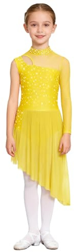 Yihuimin Vestido de baile lírico para niñas niños con un hombro vestido de ballet traje de baile lírico Justaucorps ropa de baile contemporáneo