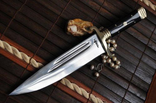 Coltelli da caccia personalizzati fatti a mano Perkin Coltello da caccia fisso con fodero, manico in corno di bufalo, full tang, 30,48 cm