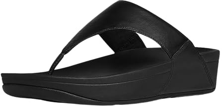 Fitflop Women's Lulu Leather Flip Flops, Toe-Post Sandals, Comfortable with Natural Arch Support - Black - 6 UK