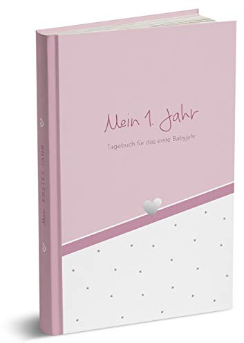 mintkind® Babyalbum Dein erstes Lebensjahr A5 Rosa | Baby Fotoalbum zum Selbstgestalten | Baby Geschenk für Mädchen und Junge | Babybuch zum Eintragen | Baby Buch ab 0 Monate | Baby-Tagebuch