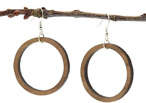 NaturSchatulle Holzohrringe Holzschmuck Circum Nussbaum natürliche Ohrhänger Holz 925 Sterling Silber Ohrringe Damen Ohrschmuck