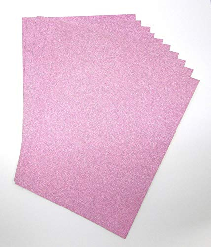 Glitzerkarton, A4, hellrosa, Glitzerpapier, fusselfrei, 250 g/m², glitzernder Bastelkarton, säurefrei, Kartenherstellung, Scrapbooking, Kunst, Handwerk (Hellrosa, 10 Blatt)
