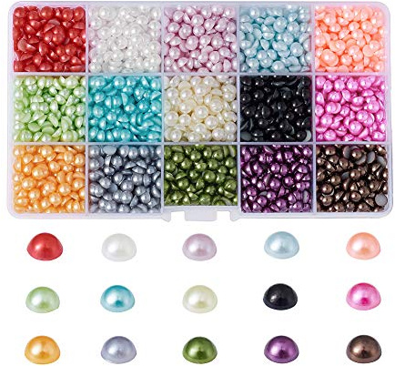 Pandahall cabujones de media perla, Color mixto, 8 mm