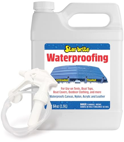 STAR BRITE Waterproofing Spray - Marine Grade Protection for Boat Covers, Bimini Tops, Tents, Jackets, Backpacks, Boots, Awnings, Patio Covers & More - 64 OZ w/Sprayer (081964)