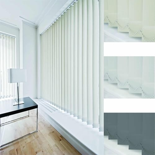 Dimout Patterned Vertical Blind Complete [120cm, White, Short Drop]