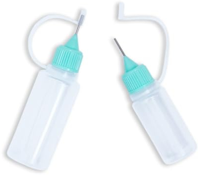 Craftelier - Set mit 2 Präzisionsspitzenflaschen mit Metall-Applikator und Verschlussdüse, Tropfenflaschen zum Auftragen von Klebstoffen oder Farben - 2 Größen (8 und 9 cm)