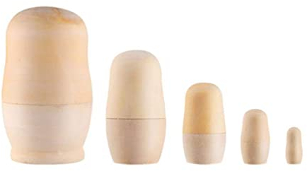 KAIAIWLUO Russian Dolls,5 pcs Wooden Nesting Dolls Unpainted Matryoshka Matrioska Matrioshki Matriozska Dolls DIY Blank Wood Russian Dolls for Make Your Own Boys Girls Gift Decorations