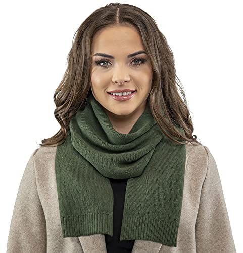 VIVISENCE Écharpe Pour Femme L'automne Et L'hiver Élégante Et Chaude En Laine Mélangée Froid Grande Taille Confortable Mode Et Style Protection Contre Le Froidt 7104, Vert,Taille Unique