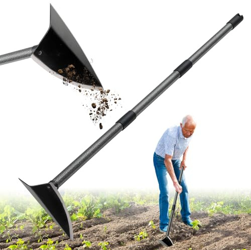 Garden Hoe, Heavy Duty Trenching Hoes with 72 Inch Long Handle, Sharp Edge Triangle Weeding Hoe Garden Tools for Weeds Removal,Cultivating,Digging,Loosen Soil, Trenching, Landscaping Manual Weeder