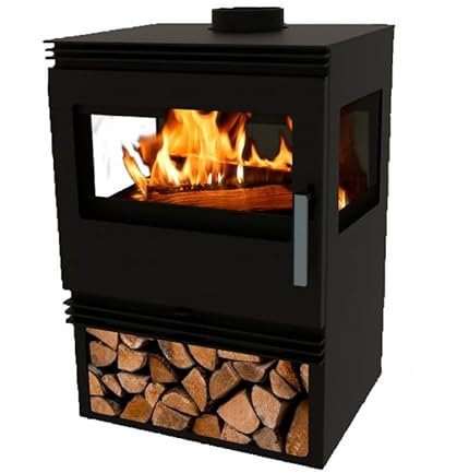 Poêle à bois ventilé avec bûcher 8,64kW Pisano Vision Eider