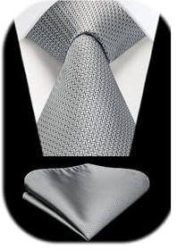 Enlision Corbatas Para Hombre Corbata Gris Plata Y Set De PañUelo De Bolsillo Corbata De Seda CláSica Para Boda Fiesta De Negocios