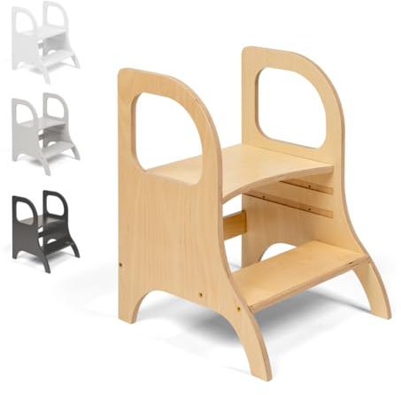 Ette Tete MIIMO • Höhenverstellbarer Tritthocker für Kleinkinder • Toilettenhocker für das Töpfchentraining (Hölzern)