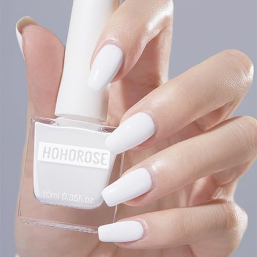 Milky White Nail Polish Nail Varnish, French Manicure Jelly Natural Transparent Quick Dry Long Lasting Nail Polish, Water Based Formula No Need Baking Nail Varnish DIY Nail Art Manicure at Home