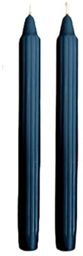 Set da 2 candele decorative scanalate Dorica - Colore Blu Notte - Durata 8 ore - Diametro 2,5 cm Altezza 25 cm