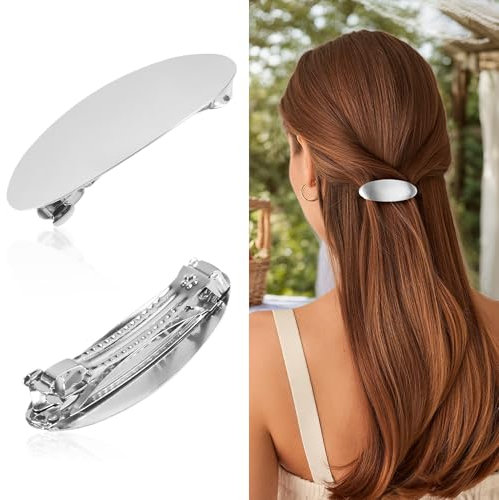 2 Stück Französische Haarspangen, Damen Haarspange, Haarclip Gold, Gold Dutt Haarspange Metall Haarhalter Clips Dekorativer Haarschmuck für Frauen und Mädchen (Silber)