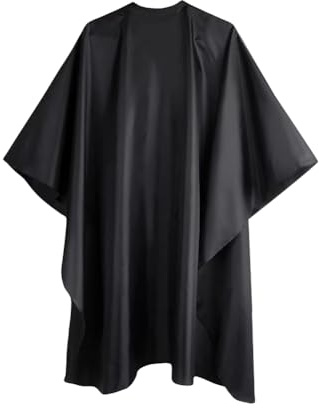 Cape de barbier noire imperméable pour salon de coiffure - Cape de couleur professionnelle - Cape de coiffeur - Châle pour coupe de cheveux - Cape d'épaule avec fermeture à pression réglable