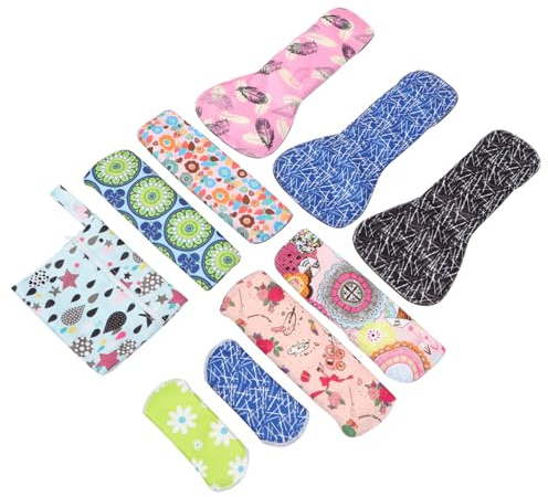 FRCOLOR 9piezas Toalla Sanitaria Bambú Reutilizable Toallas Menstruales Lavables Con Bolsa De Almacenamiento Para Uso Diario y Protección Femenina