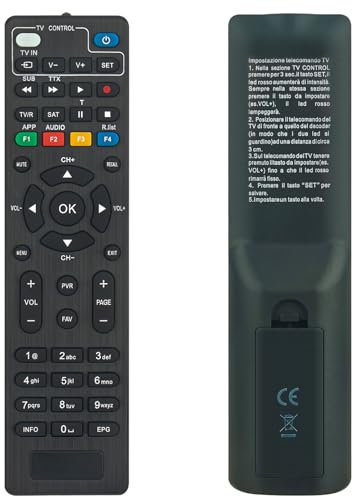 Mando a Distancia de Repuesto Aptos para DigiQuest Q10, Q20, Q30, TI9 / Ergonomic Use for Digi Quest Receiver,Ti9 HD Tivusat Classic