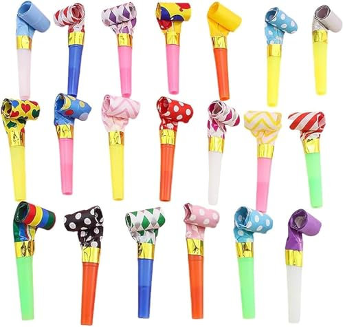 Oykrueats 20 Stück Tröten Kindergeburtstag,Farbig Gemischt Party Tröte,Krachmacher Funny Whistles Gebläse,Musikalische Jubel Partytröte,Musikalische Jubel Spielzeug für Hochzeit Party,Neujahr Party