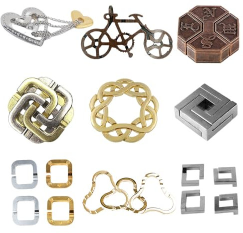 VYIBPDY 6 Stück Knobelspiele Metall,knobelspiele für erwachsene und Jugendliche,Metallpuzzle Metallknobellei Geduldsspiele iq puzzle geschicklichkeitsspiel für Erwachsene Jugendliche
