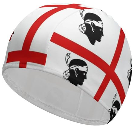 Cuffia Da Bagno Unisex In Tessuto Elasticizzato In Poliestere per Sport Acquatici, Cuffie da Nuoto Con Bandiera Della Sardegna per Donne E Uomini, Cuffie da Nuoto per Adulti, Taglia Unica, Sardegna