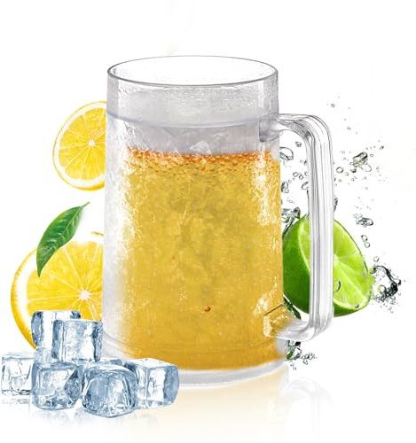 Hillylolly Bierkastenkühler, 450 ML Bierkrug, Bierstiefel mit Henkel, Beer Freezer Mug, Bierkrügerl, Trinkbecher Plastik, Kühlbecher für Getränke, Sommerfeste, Oktoberfest